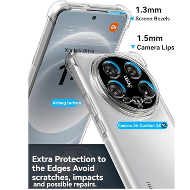 CARCASA FUNDA PARA XIAOMI 14 ULTRA 5G TRANSPARENTE REFORZADA - 3