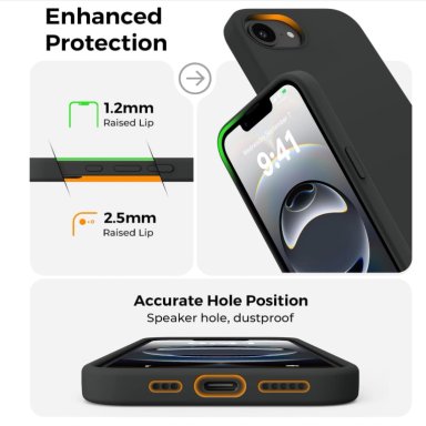 CARCASA FUNDA PARA IPHONE 16E/ 17E SILICONA NEGRO - 6