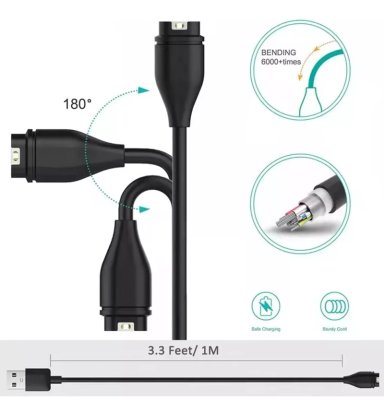 CABLE CARGADOR USB GARMIN FENIX 5/5S/5X/ FR245/ 45/ 935/ 945 - 5