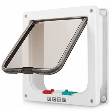 PUERTA ABATIBLE PARA PERRO GATO MASCOTA EXTRA GRANDE XL BLANCO - 1