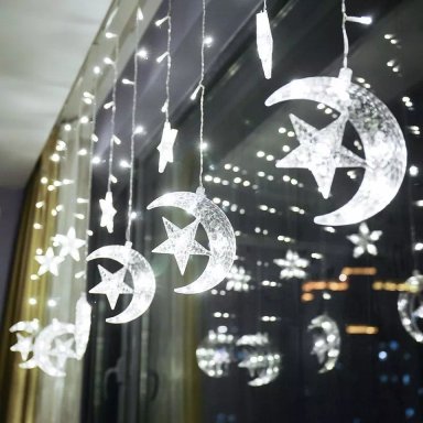 GUIRNALDA LUCES TUTIHOGAR NAVIDAD CASCADA LUNA CON ESTRELLA 3 METROS - 1
