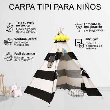 CARPA TIPI FIGLIO CPRAYA MULTICOLOR PARA NIÑOS. 160 CM. RAYAS - 4