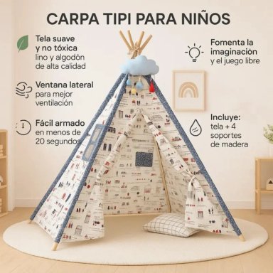 CARPA TIPI FIGLIO BLANCO PARA NIÑOS. 160 CM. PARIS - 4