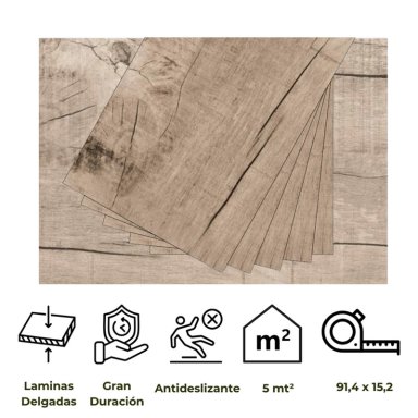 PISO VINILICO ADHESIVO MOBII PVM-FD826 15.2 CM SIMIL MADERA 5 M2 - 2