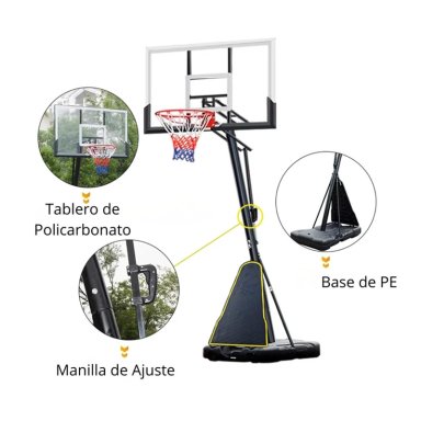 ARO BASKETBALL AUCKLAND OUTDOOR METAL ALTURA OFICIAL Y REGULABLE (1.50 3.05 MTS) - 4
