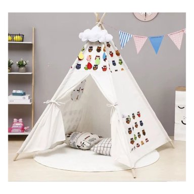 CARPA TIPI NIÑOS INFANTIL 160 CM BUHOS JUGUETE DECORACION - 2