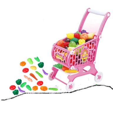 CARRO KIVARA SUPERMERCADO JUGUETE CARRITO COMPRA DO ACCESORIOS PA-J-00045 ROSA - 3