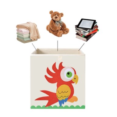 CAJA KIVARA ORGANIZADOR JUGUETES ROPA INFANTIL LORO MULTICOLOR - 2