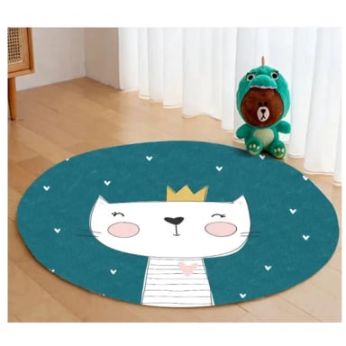 ALFOMBRA KIVARA REY GATO INFANTIL REDONDA TAPETE DORMITORIO 110 CM - 1