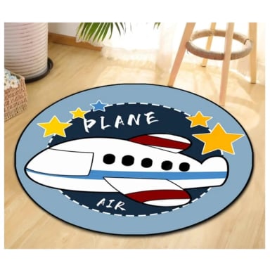 ALFOMBRA KIVARA AVION INFANTIL REDONDA TAPETE DORMITORIO 110 CM - 1