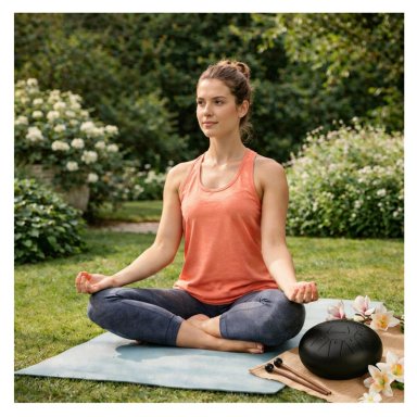 TAMBOR MOBII LENGUA ACERO MEDITACIÓN Y YOGA 6” 11 TONOS. NEGRO - 6