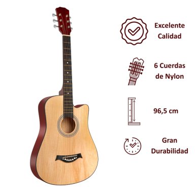 GUITARRA ACUSTICA CLASICA 38”. INCLUYE FUNDA. - 6