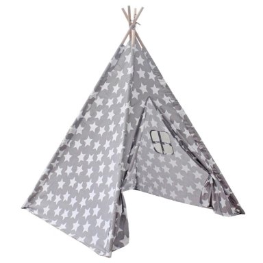 CARPA TIPI NIÑOS INFANTIL 160 CM ESTRELLAS GRIS DECORACION - 1