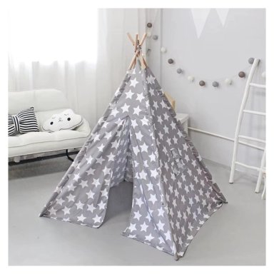 CARPA TIPI NIÑOS INFANTIL 160 CM ESTRELLAS GRIS DECORACION - 2