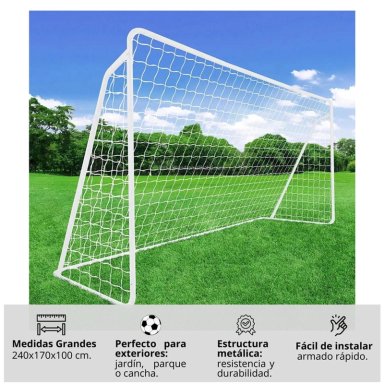 ARCO FUTBOL METALICO 240X170X100 CM + RED - 4