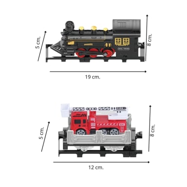 TREN DE JUGUETE PISTA 4 VAGONES BOMBEROS LUZ SONIDO HUMO - 5