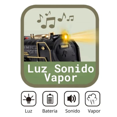 TREN DE JUGUETE PISTA 4 VAGONES BOMBEROS LUZ SONIDO HUMO - 7