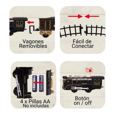 TREN DE JUGUETE PISTA 4 VAGONES BOMBEROS LUZ SONIDO HUMO - 8