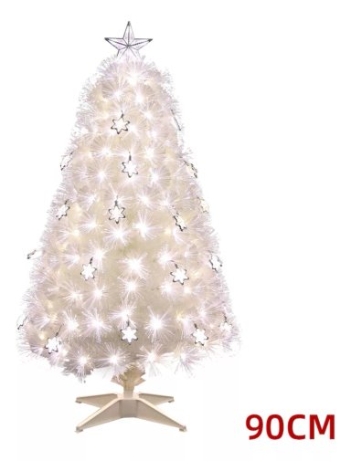 ÁRBOL DE NAVIDAD BLANCO ESTRELLAS LUCES LED INCLUIDAS 90CM - 1