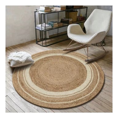 ALFOMBRA 100% YUTE NATURAL REDONDA TRENZADO A MANO - 5