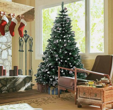 ÁRBOL DE NAVIDAD NEVADO CONOS DE PINOS INCORPORADOS 210CM - 3