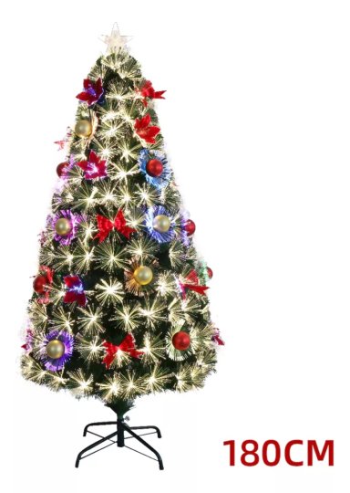 ÁRBOL DE NAVIDAD CON LUCES INCORPORADAS FIBRA ÓPTICA 180CM - 1