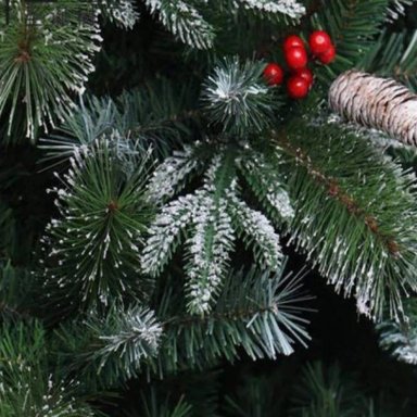 ÁRBOL DE NAVIDAD NEVADO CON MUERDAGO Y PIÑAS NAVIDEÑAS 150CM - 3