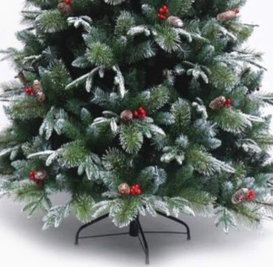 ÁRBOL DE NAVIDAD NEVADO CON MUERDAGO Y PIÑAS NAVIDEÑAS 150CM - 4