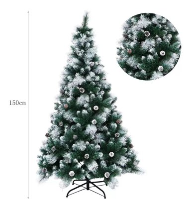 ÁRBOL DE NAVIDAD NEVADO CONOS DE PINOS INCORPORADOS 150CM - 1