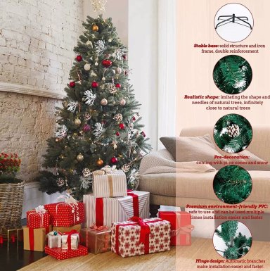ÁRBOL DE NAVIDAD NEVADO CONOS DE PINOS INCORPORADOS 150CM - 4