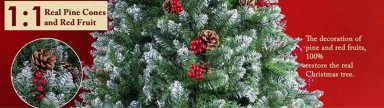 ARBOL DE NAVIDAD NEVADO CON PIÑAS Y MUERDAGO 210CM - 4