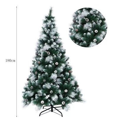 ÁRBOL DE NAVIDAD NIEVE Y CONOS DE PINOS INCORPORADOS 180CM - 1