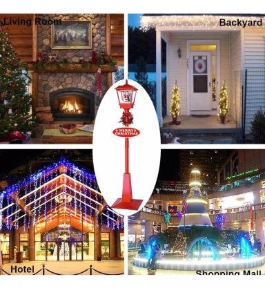 LÁMPARA NAVIDAD CON LUZ LED MÚSICA Y NIEVE 1.8M - 5