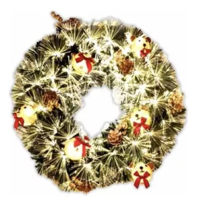 CORONA NAVIDAD LED GRANDE 50CM FIBRA ÓPTICA Y OSOS NAVIDEÑOS - 1