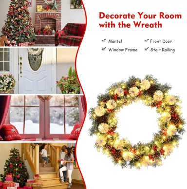 CORONA NAVIDAD LED GRANDE 50CM FIBRA ÓPTICA Y OSOS NAVIDEÑOS - 2