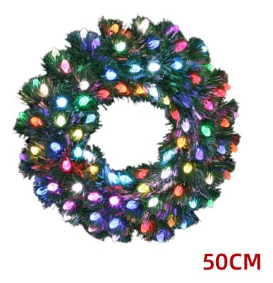 CORONA NAVIDAD CON LUCES INCORPORADAS LED COLORES 50CM - 1