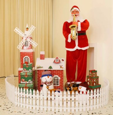 SANTA CLAUS GIGANTE VIEJO PASCUERO 1.8M NAVIDAD MUSICAL - 2