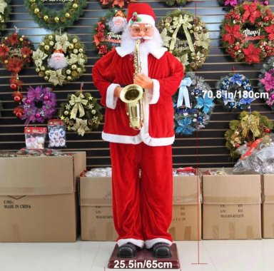 SANTA CLAUS GIGANTE VIEJO PASCUERO 1.8M NAVIDAD MUSICAL - 3