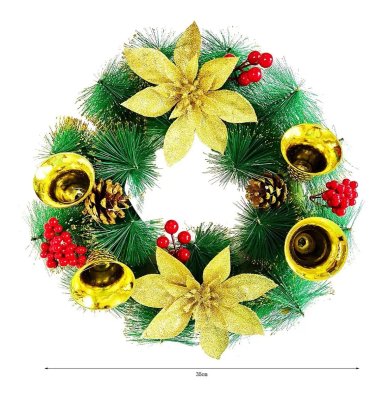 CORONA DE NAVIDAD PUERTA DELANTERA INTERIOR O EXTERIOR 35CM - 1