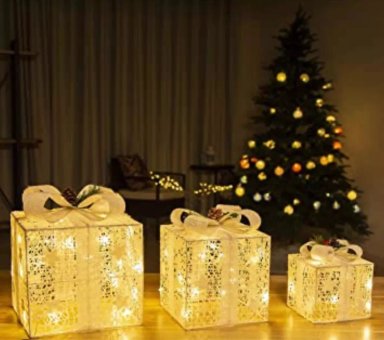 PACK 3 CAJAS NAVIDEÑAS LED DECORACIÓN ÁRBOL LIVING NAVIDAD - 1