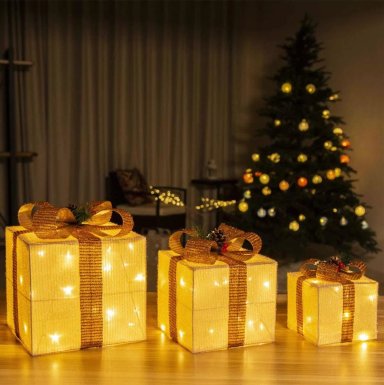 PACK 3 CAJAS NAVIDEÑAS LED DECORACIÓN ÁRBOL LIVING NAVIDAD - 1