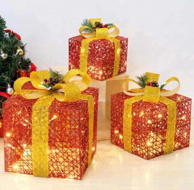 PACK 3 CAJAS NAVIDEÑAS LED DECORACIÓN ÁRBOL LIVING NAVIDAD - 5