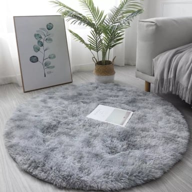 ALFOMBRA REDONDA PELUDA CIRCULAR 120CM TAPETE FELPA JASPEADA - 1