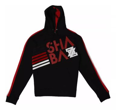 POLERON HOMBRE SHABAZZ DENIM NEGRO CON CAPUCHA URBANO USA - 1