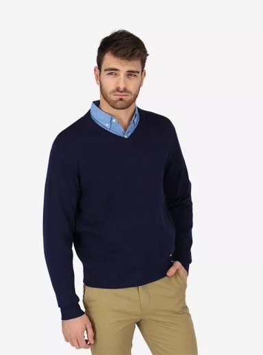 SWEATER MANGA LARGA EJECUTIVO HOMBRE CUELLO EN V BASICO - 2