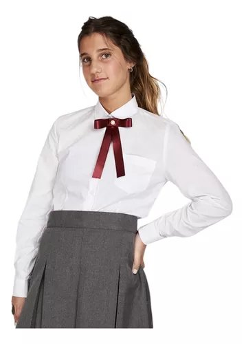 BLUSA ESCOLAR ALGODÓN NIÑA 100FIT CAMISA COLEGIO - 1