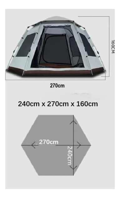 CARPA HEXAGONAL AUTOMATICA CAMPING 6 PERSONAS 240X270X160 - 5