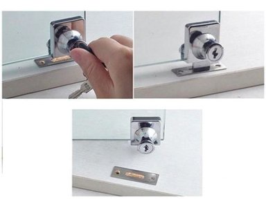CERRADURA VIDRIO TEMPLADO SEGURA Y RESISTENTE MUEBLES PLATEADO - 5