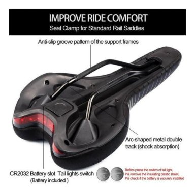 SILLÍN WEST BIKING GEL ANTIPROSTÁTICO LUZ COMODIDAD ASIENTO BICICLETA - 8
