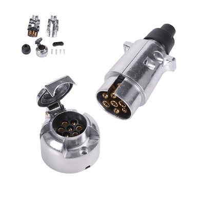 SET ENCHUFE 7 PIN MACHO HEMBRA CARRO ARRASTRE REMOLQUE - 1